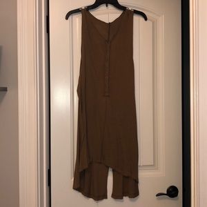 Free People Brown Buttoned Long Shirt